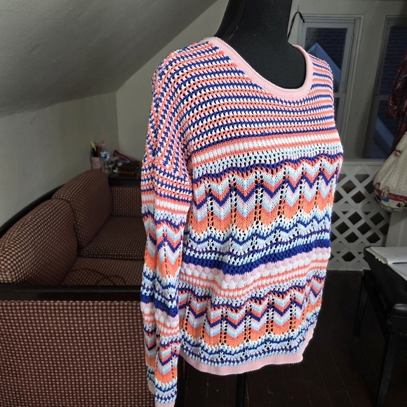 Lilly Pulitzer Samora Multicolor Chevron Knit Sweater Size M - Picture 7 of 13
